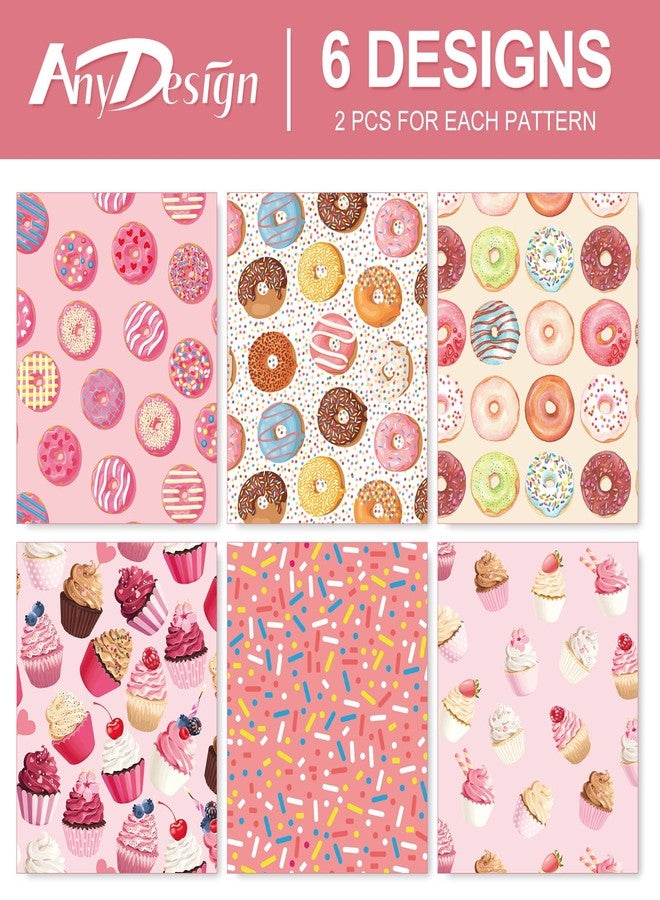 AnyDesign 12 Sheet Sweet Wrapping Paper Pink Donuts Cupcake Muffin Pattern Gift Wrap Bulk Dessert Print Art Paper for Birthday Wedding Baby Shower DIY Crafts Gift Packing, 19.7x27.6 Inch, Folded Flat - Image 3